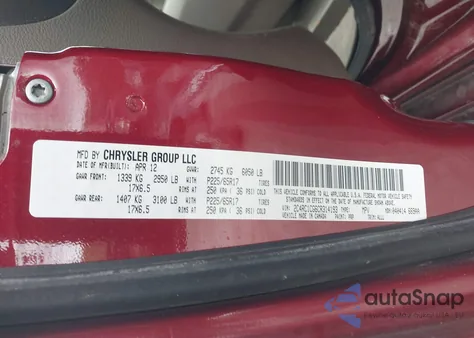 2012 Chrysler Town & Country Touring-L z USA, uszkodzony, nr VIN 2C4RC1CG6CR314193